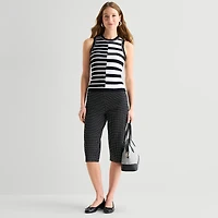 Liz Claiborne Lisa Womens Stretch Fabric Straight Mid Rise Capri Pant