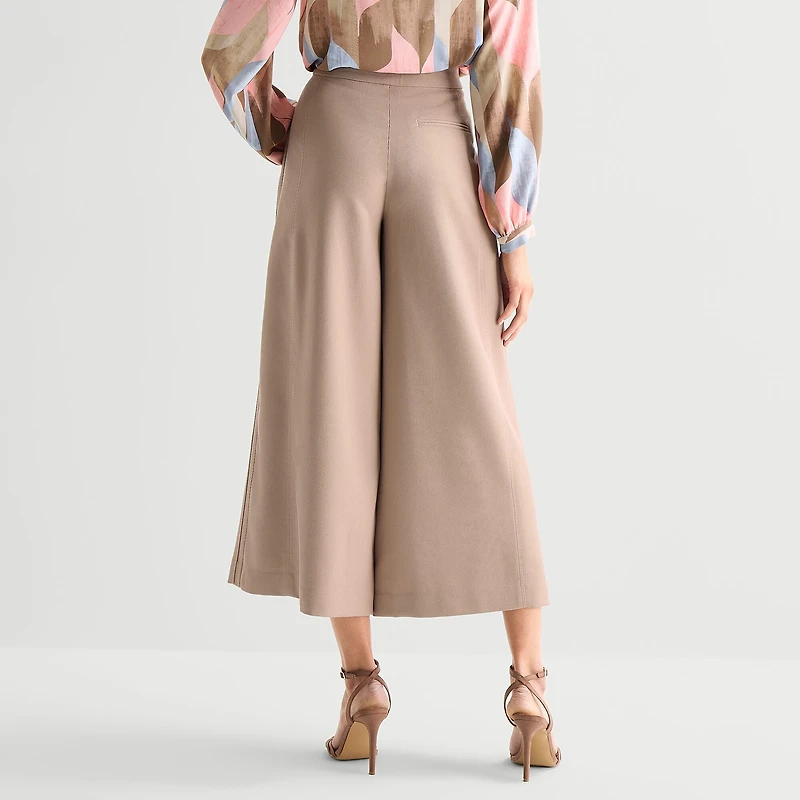 Worthington Womens Tall Wide Leg High Rise Cropped Pant