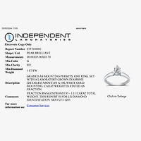 1 CT. Lab-Grown (G / SI2) Diamond Pear Solitaire Engagement Ring 10K or 14K Gold
