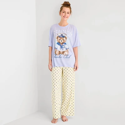 Arizona Body Womens Crew Neck Short Sleeve Juniors Pajama Top