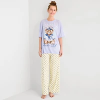 Arizona Body Womens Crew Neck Short Sleeve Juniors Pajama Top