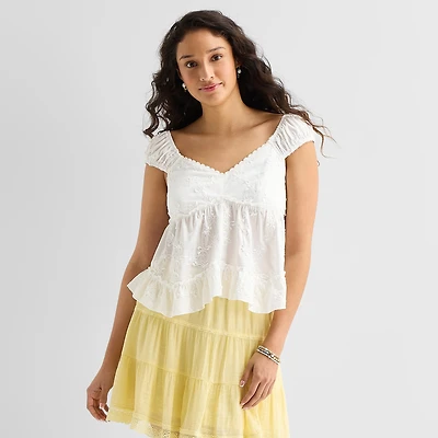 by&by Womens Juniors Sweetheart Neck Sleeveless Babydoll Top