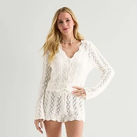 Forever 21 Juniors Womens V Neck Long Sleeve Pullover Sweater