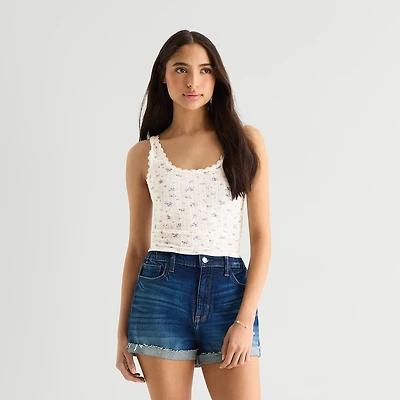 Arizona Womens Juniors Scoop Neck Sleeveless Tank Top