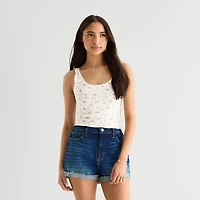 Arizona Womens Juniors Scoop Neck Sleeveless Tank Top