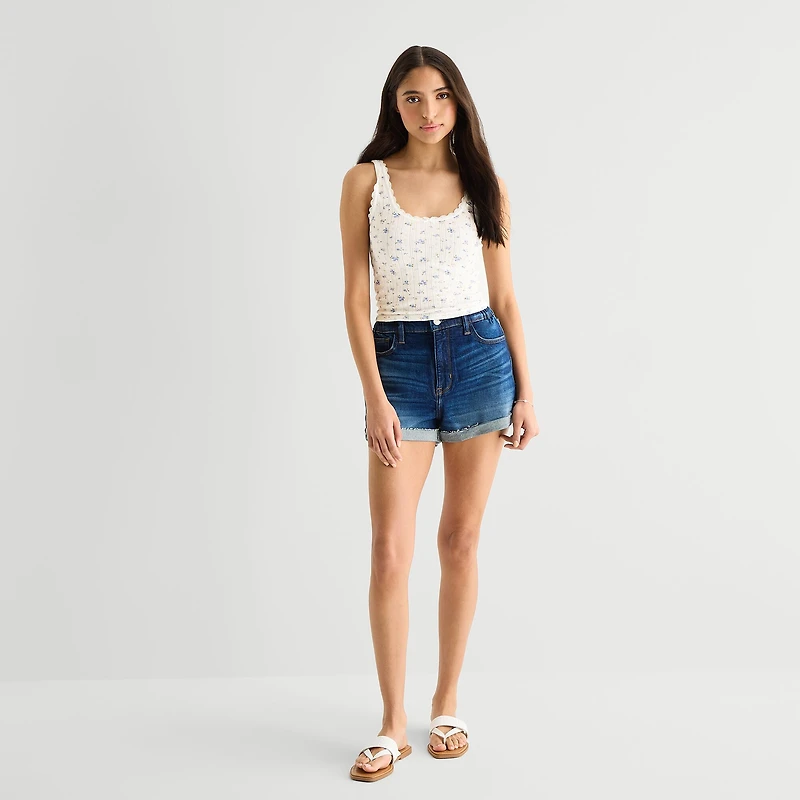 Arizona Womens Juniors Scoop Neck Sleeveless Tank Top