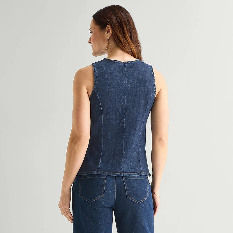 Liz Claiborne Womens Round Neck Sleeveless Vest