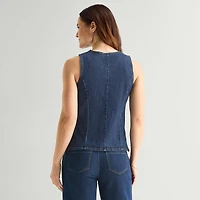 Liz Claiborne Womens Round Neck Sleeveless Vest