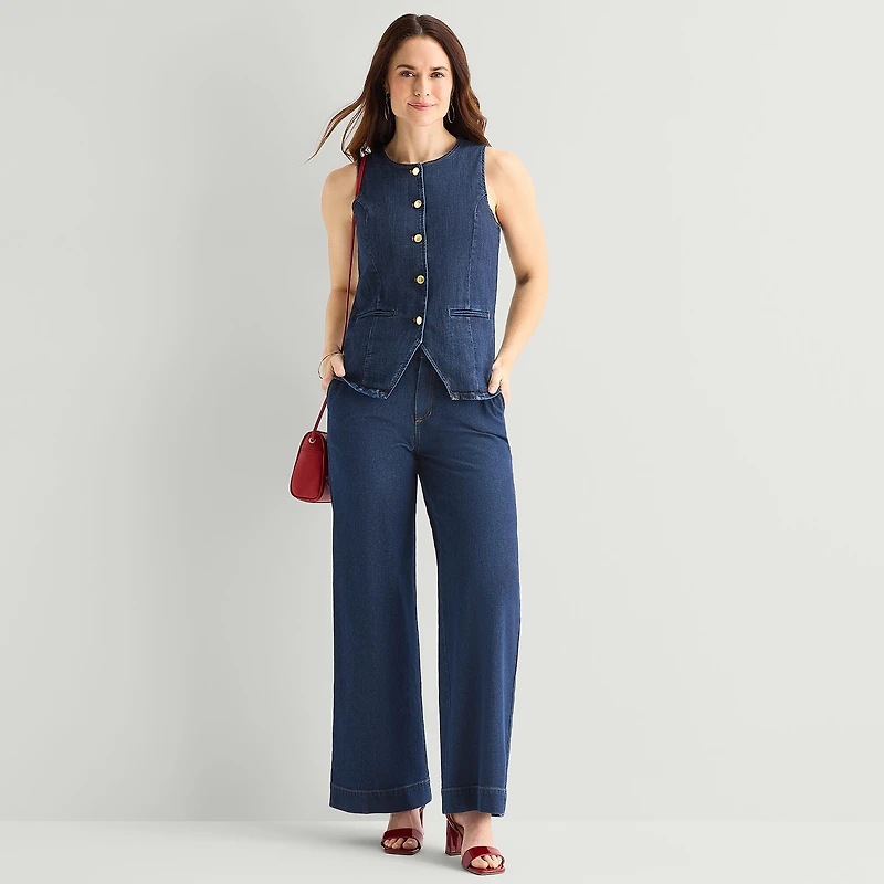 Liz Claiborne Womens Round Neck Sleeveless Vest