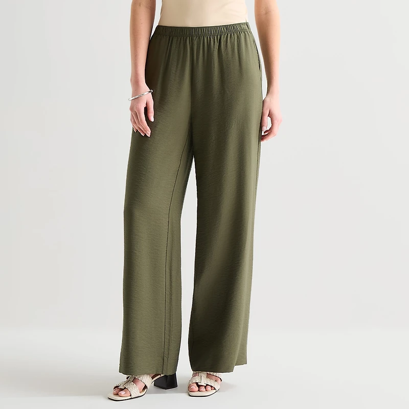 Liz Claiborne Womens Straight Mid Rise Pull-On Pant