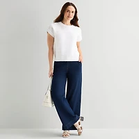 Liz Claiborne Womens Crew Neck Short Sleeve Pullover Sweater