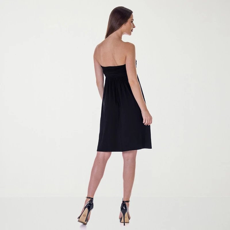 24seven Comfort Apparel Womens Straight Neck Sleeveless Empire Waist Dress