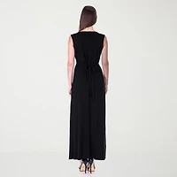 24seven Comfort Apparel Womens V Neck Sleeveless Empire Waist Dress