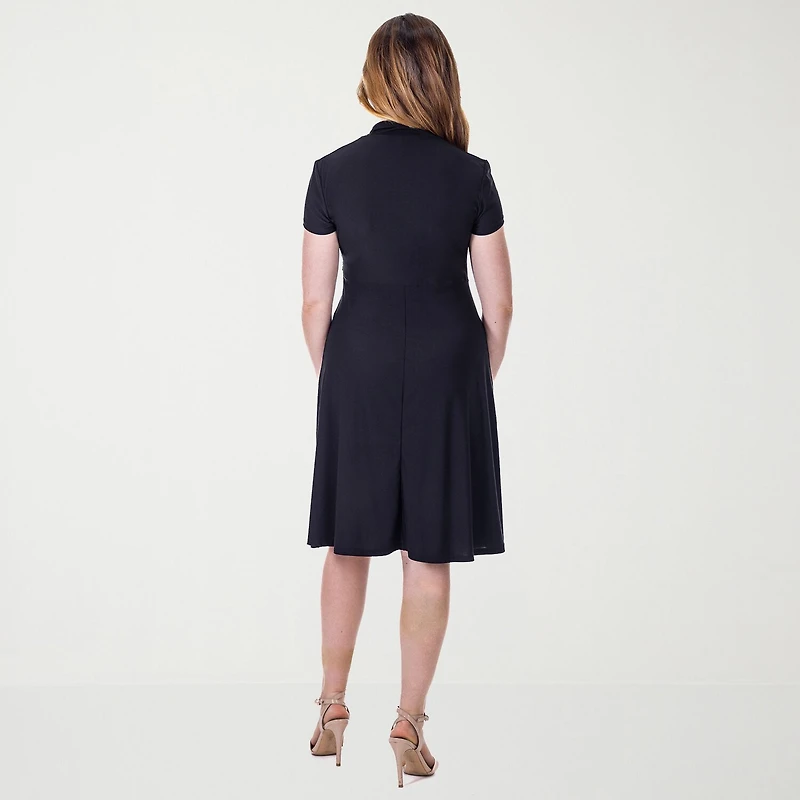24seven Comfort Apparel Womens Short Sleeve Wrap Dress
