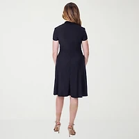 24seven Comfort Apparel Womens Short Sleeve Wrap Dress