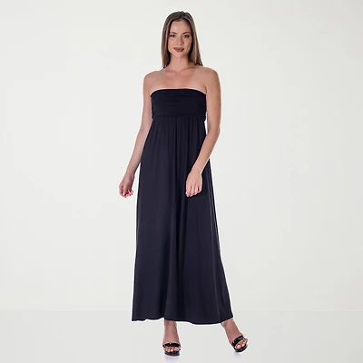 24seven Comfort Apparel Womens Straight Neck Sleeveless Maxi Dress