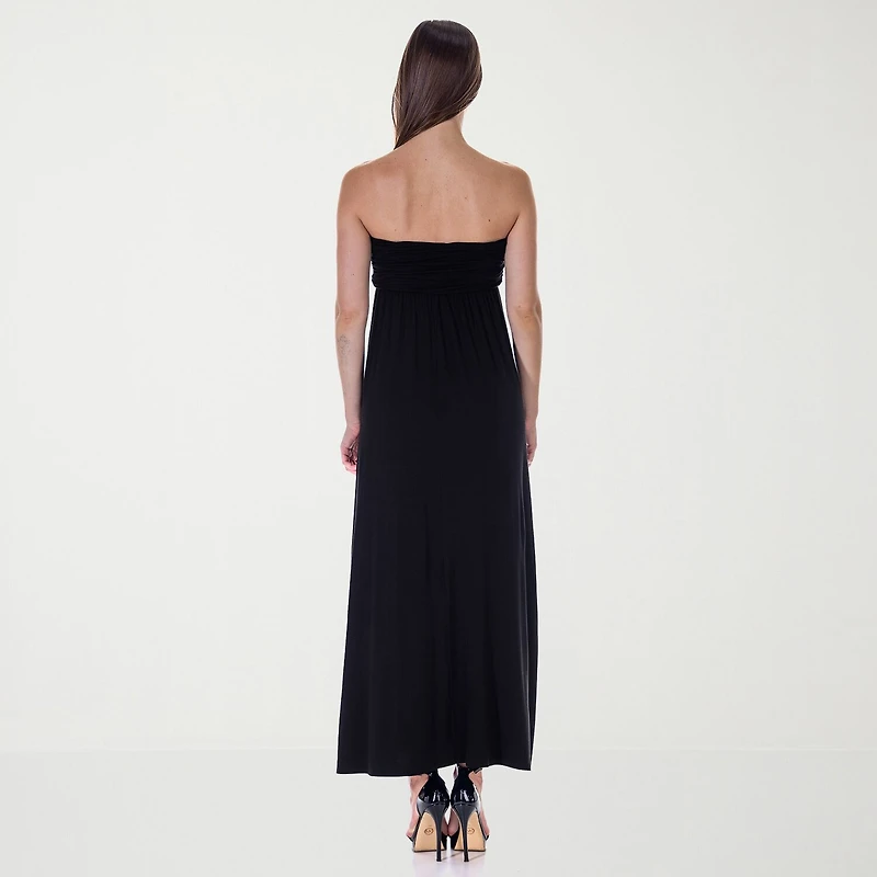24seven Comfort Apparel Womens Straight Neck Sleeveless Maxi Dress