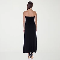 24seven Comfort Apparel Womens Straight Neck Sleeveless Maxi Dress