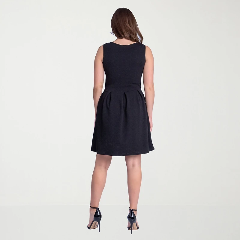 24seven Comfort Apparel Womens Scoop Neck Sleeveless Fit + Flare Dress