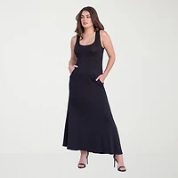 24seven Comfort Apparel Womens Scoop Neck Sleeveless Maxi Dress