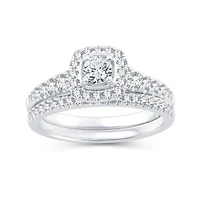 Womens 1 CT. T.W. Natural Diamond 10K Gold Cushion Bridal Set