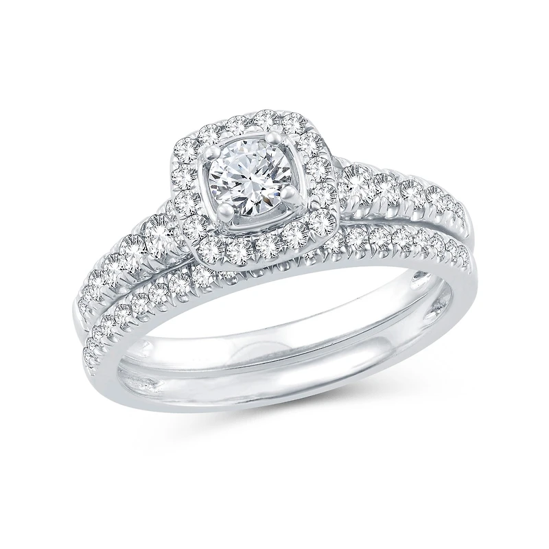 Womens 1 CT. T.W. Natural Diamond 10K Gold Cushion Bridal Set