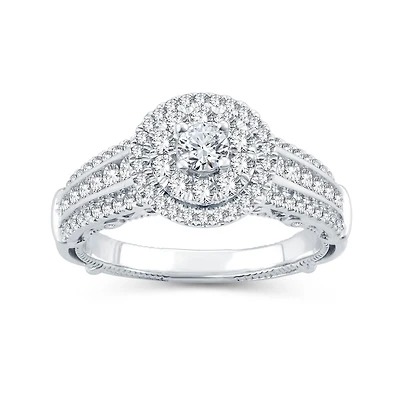 (I-J / I2-I3) Womens 1 CT. T.W. Natural Diamond 10K Gold Round Engagement Ring