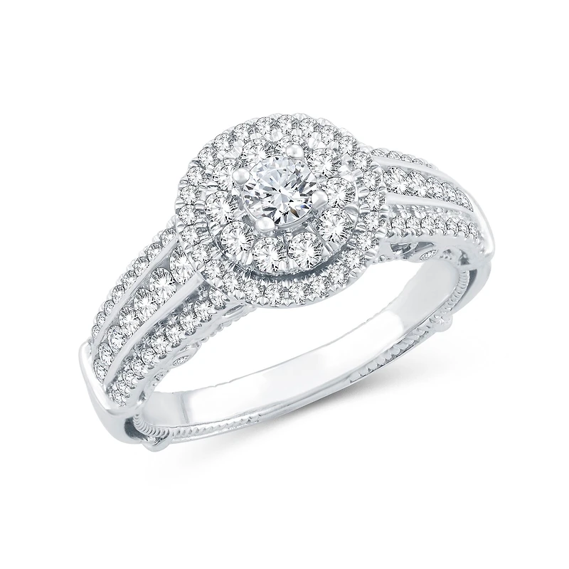 (I-J / I2-I3) Womens 1 CT. T.W. Natural Diamond 10K Gold Round Engagement Ring