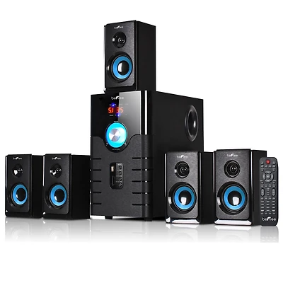 beFree Sound 5.1 Channel Surround Sound Bluetooth Speaker System- Blue