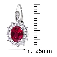 Womens Diamond Accent Lab Created Red Ruby Sterling Silver Drop Earrings