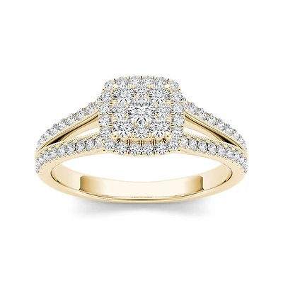 1/ CT.T.W. Natural Diamond 10K Yellow Gold Engagement Ring