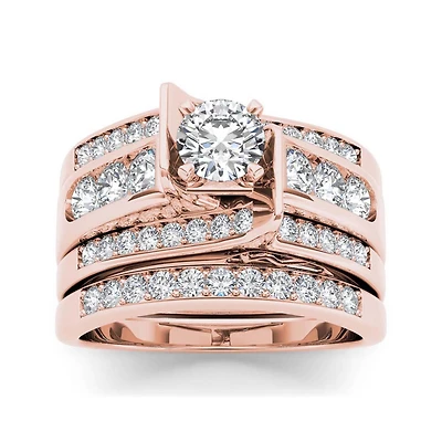 1 CT.T.W. Natural Diamond 14K Gold Bridal Set