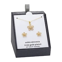 Sparkle Allure 2-pc. Cubic Zirconia 14K Gold Over Brass Flower Jewelry Set
