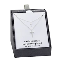 Sparkle Allure Womens Cubic Zirconia Pure Silver Over Brass 16 Inch Strand Necklace