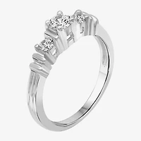 Womens 1 CT. T.W. Cubic Zirconia Sterling Silver 3-Stone Promise Ring