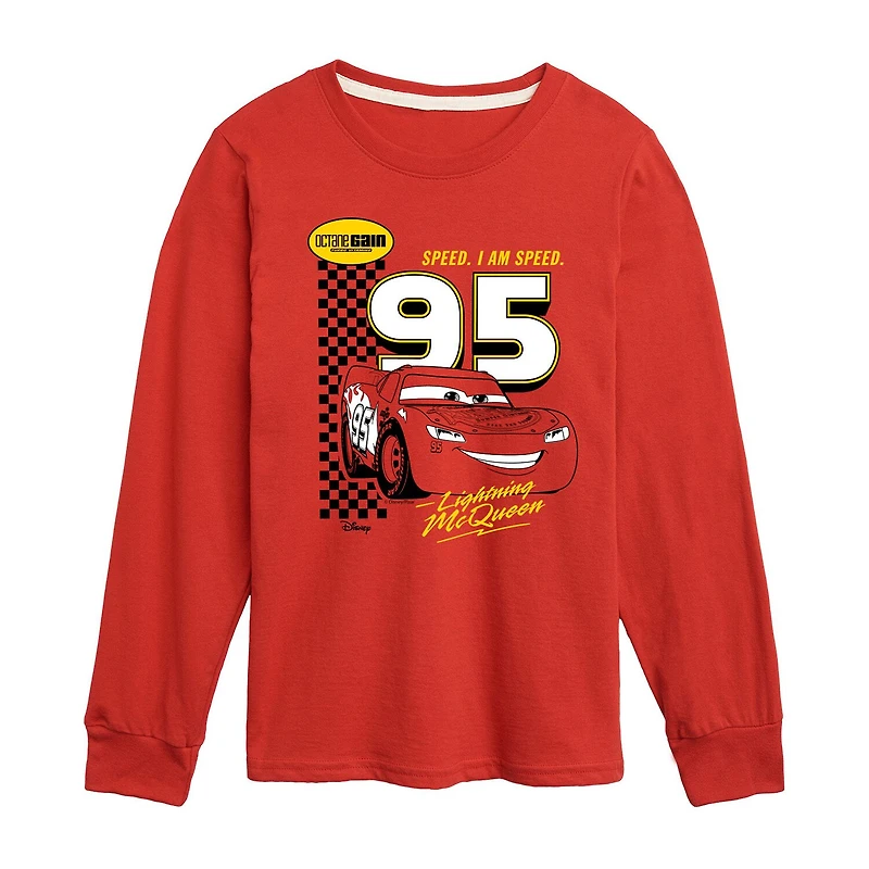 Disney Collection Little & Big Kid Boys Crew Neck Long Sleeve Regular Fit Cars Graphic T-Shirt