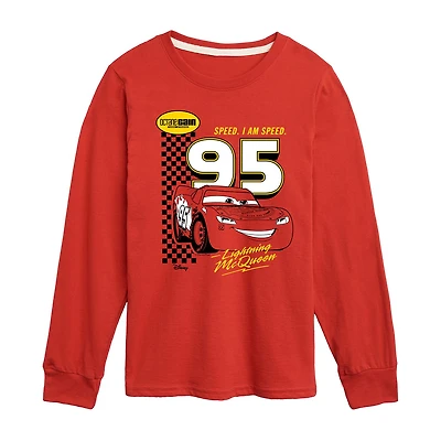 Disney Collection Little & Big Kid Boys Crew Neck Long Sleeve Regular Fit Cars Graphic T-Shirt