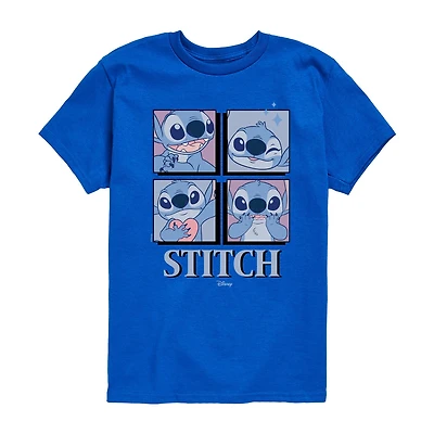 Disney Collection Little & Big Kid Boys Crew Neck Short Sleeve Regular Fit Lilo Stitch Graphic T-Shirt