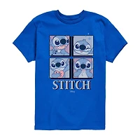 Disney Collection Little & Big Kid Boys Crew Neck Short Sleeve Regular Fit Lilo Stitch Graphic T-Shirt
