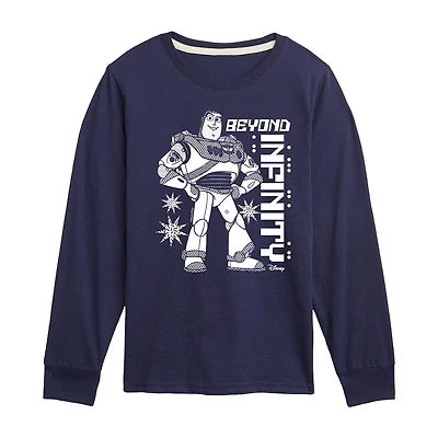 Disney Collection Little & Big Kid Boys Crew Neck Long Sleeve Regular Fit Buzz Lightyear Toy Story Graphic T-Shirt