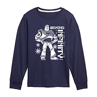 Disney Collection Little & Big Kid Boys Crew Neck Long Sleeve Regular Fit Buzz Lightyear Toy Story Graphic T-Shirt