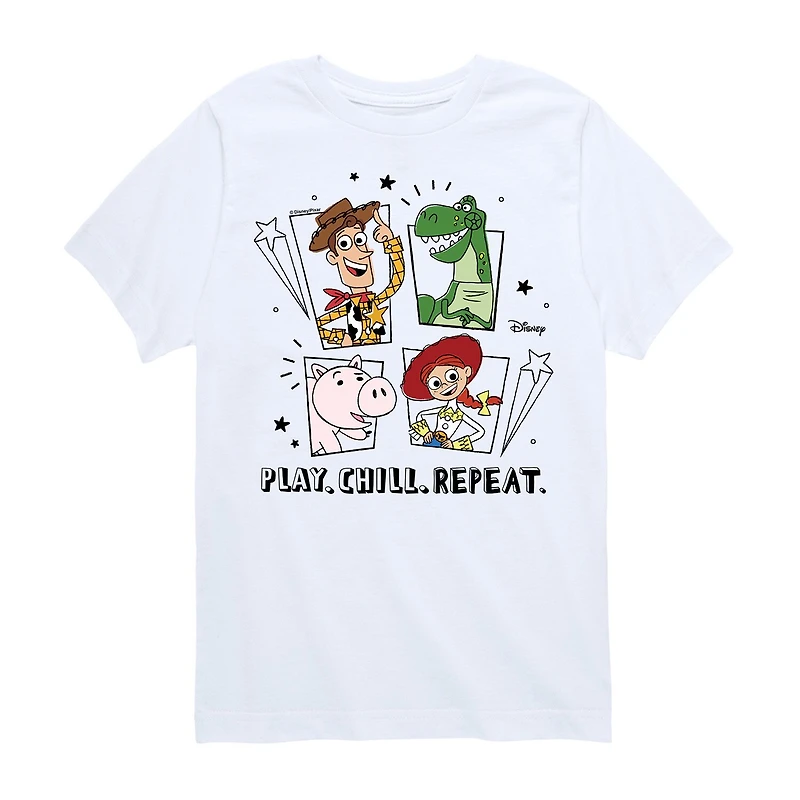 Disney Collection Little & Big Kid Boys Crew Neck Short Sleeve Regular Fit Buzz Lightyear Jessie Rex Graphic T-Shirt