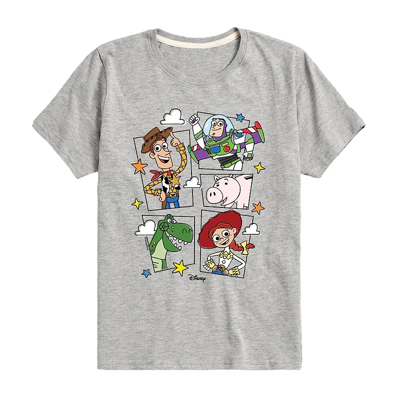 Disney Collection Little & Big Kid Boys Crew Neck Short Sleeve Regular Fit Buzz Lightyear Jessie Rex Graphic T-Shirt