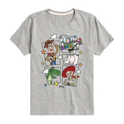 Disney Collection Little & Big Kid Boys Crew Neck Short Sleeve Regular Fit Buzz Lightyear Jessie Rex Graphic T-Shirt