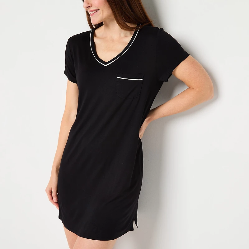 Liz Claiborne Cool and Calm Womens Short Sleeve Crew Neck Nightshirt