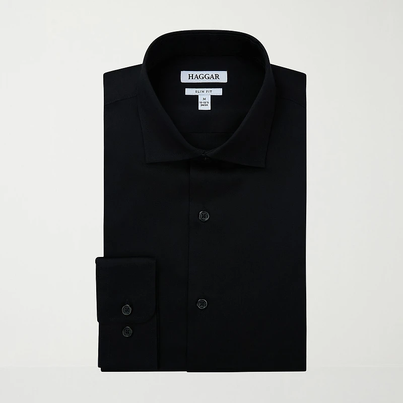 Haggar Mens Slim Fit Wrinkle Free Long Sleeve Dress Shirt