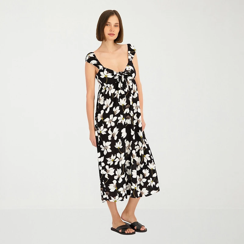 VOLCOM Womens Juniors Midi Scoop Neck Short Sleeve Sundress
