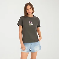 VOLCOM Womens Juniors Crew Neck Short Sleeve Regular Fit Graphic T-Shirt