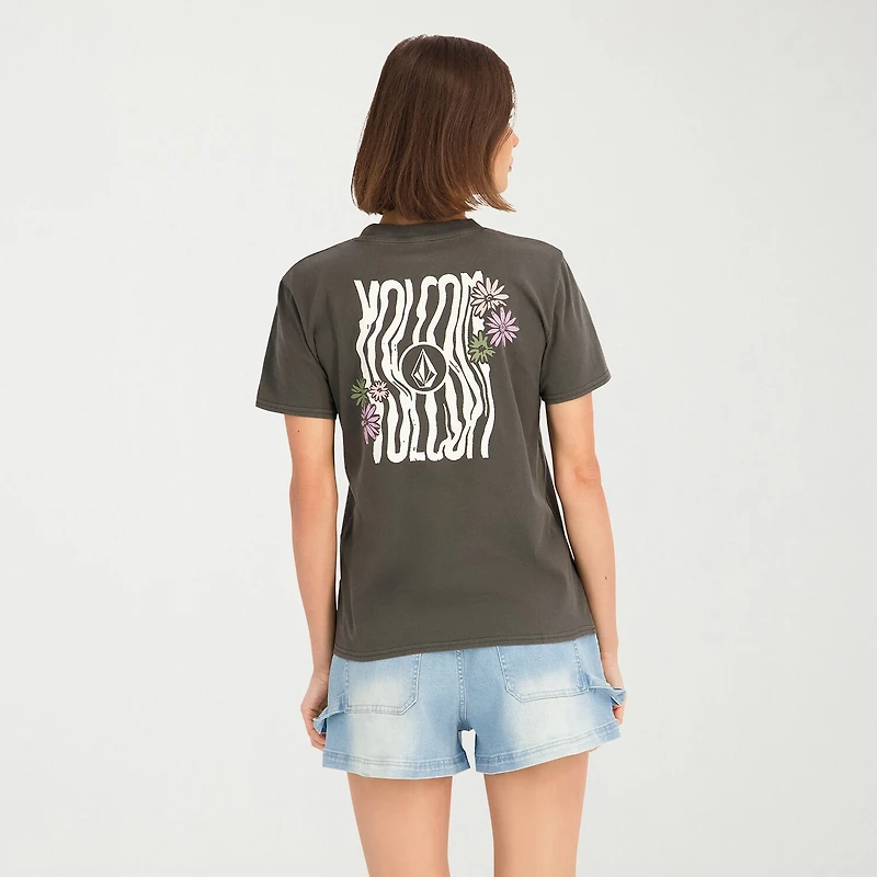 VOLCOM Womens Juniors Crew Neck Short Sleeve Regular Fit Graphic T-Shirt