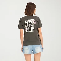 VOLCOM Womens Juniors Crew Neck Short Sleeve Regular Fit Graphic T-Shirt